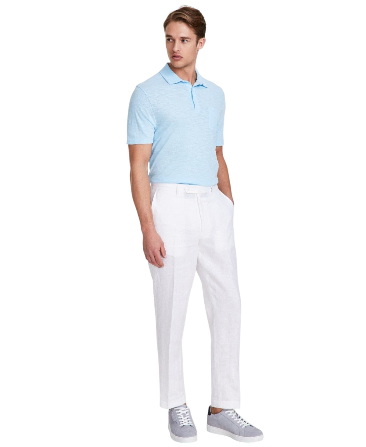 Nautica Mens Modern fit Dress Pants 36 / 30 White Solid Stretch Linen