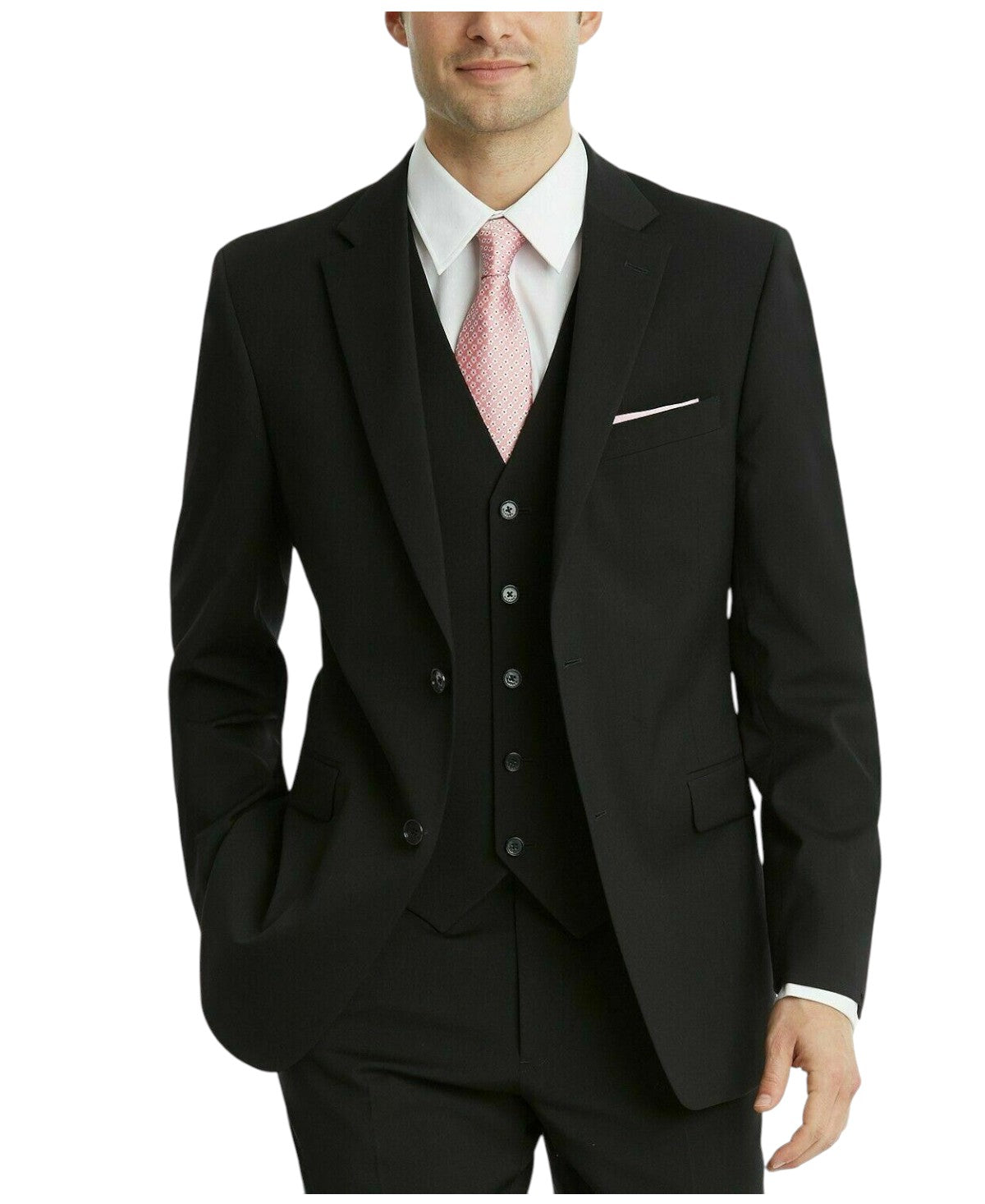 Tommy Hilfiger Mens Modern fit Suit Jacket Blazer 44 R Black Solid Stretch Wool