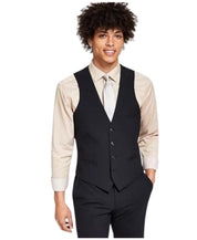 Bar Iii Mens Slim fit Button-Up Vest Medium Black Solid Stretch Wool