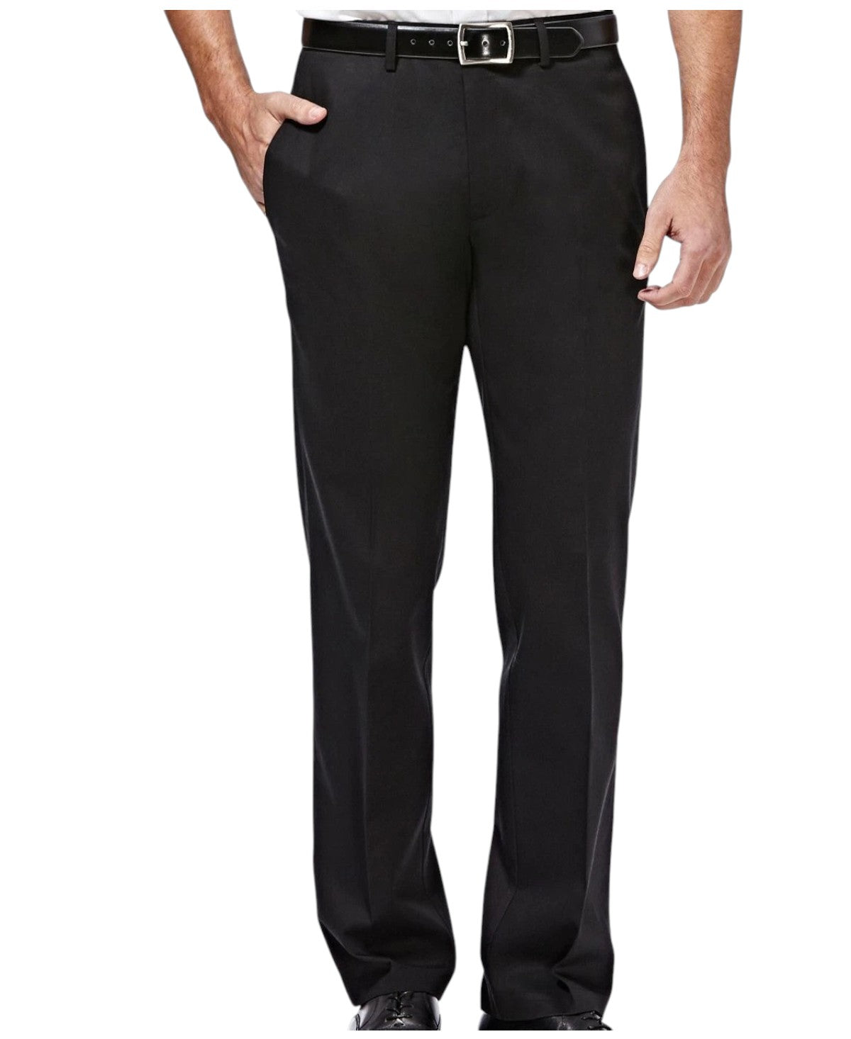 Haggar Mens Straight fit Cotton Dress Pants 38 / 30 Black Solid