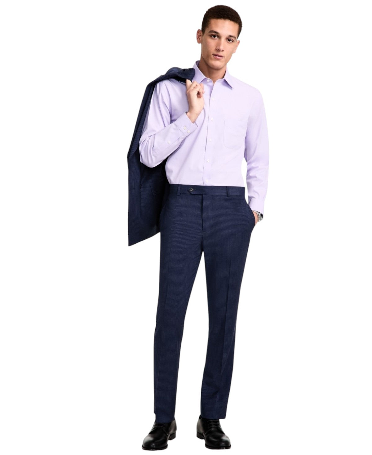 Brooks Brothers Mens Classic fit Dress Pants 32 / 32 Navy Blue Striped Stretch