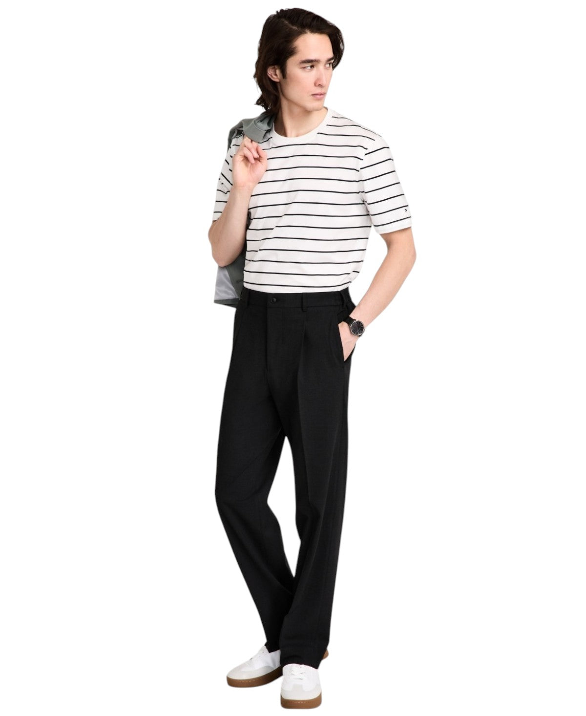 Tommy Hilfiger Mens Relaxed fit Dress Pants 36 / 32 Charcoal Grey Solid Stretch