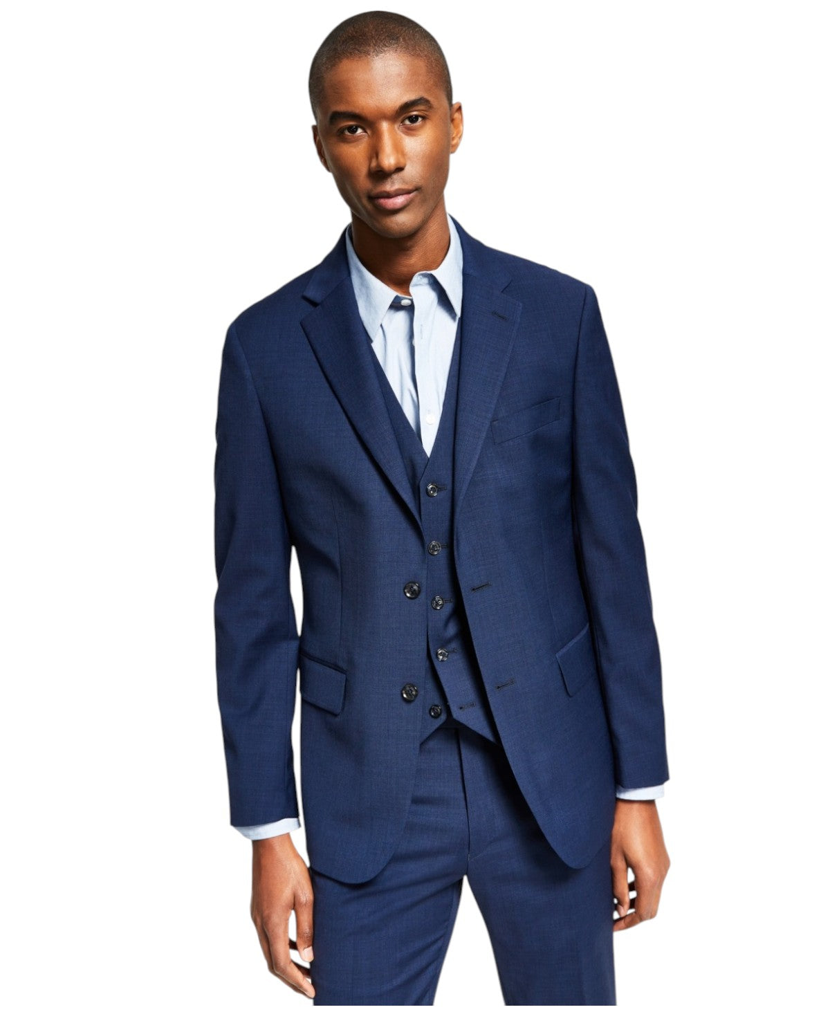Tommy Hilfiger Mens Modern Fit Suit Jacket Blazer 40 R Blue Solid Stretch Wool