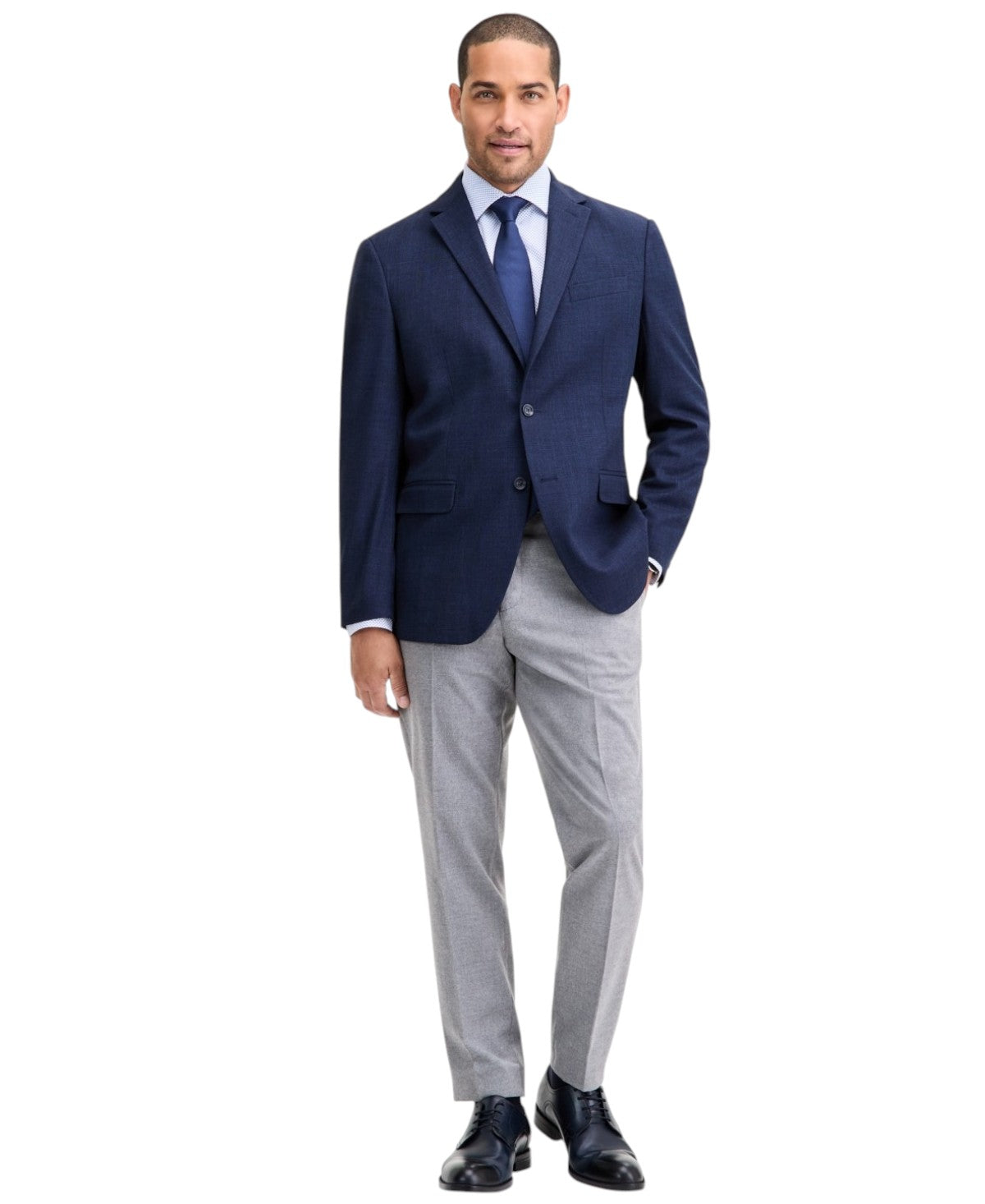 Kenneth Cole Mens Slim fit Sport Coat Blazer 40 R Navy Blue Birdseye