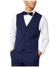 Tommy Hilfiger Mens Slim fit Button-Up Vest XXXL Blue Solid Stretch Wool