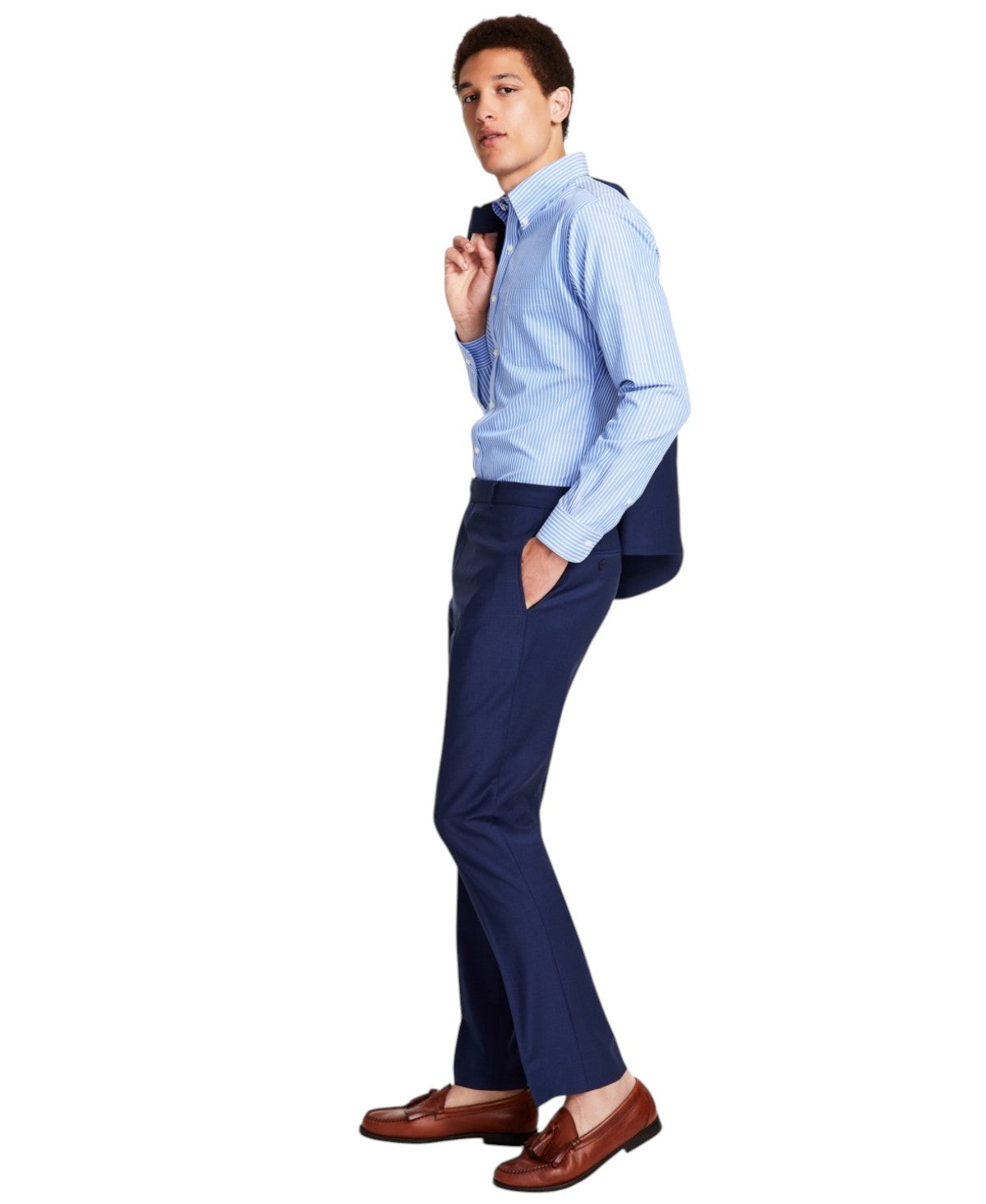 Brooks Brothers Mens Classic fit Dress Pants 32 / 30 Navy Blue Solid Stretch