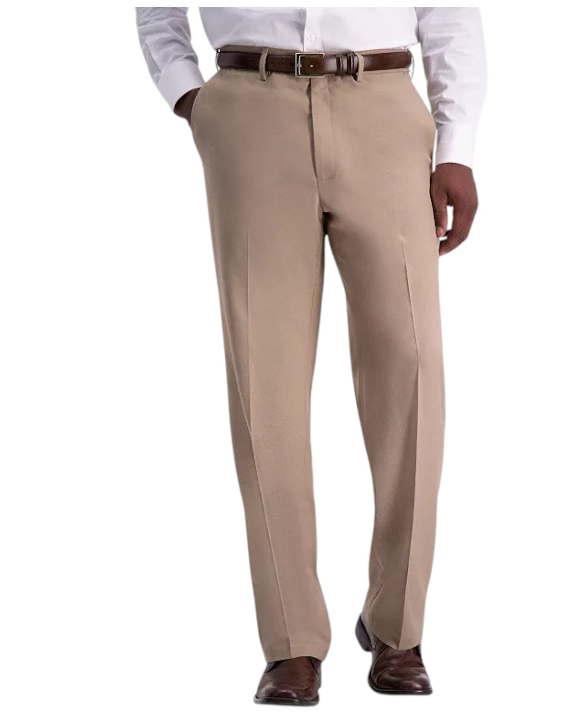 Haggar Mens Classic fit Dress Pants 40 / 29 Beige Solid Stretch