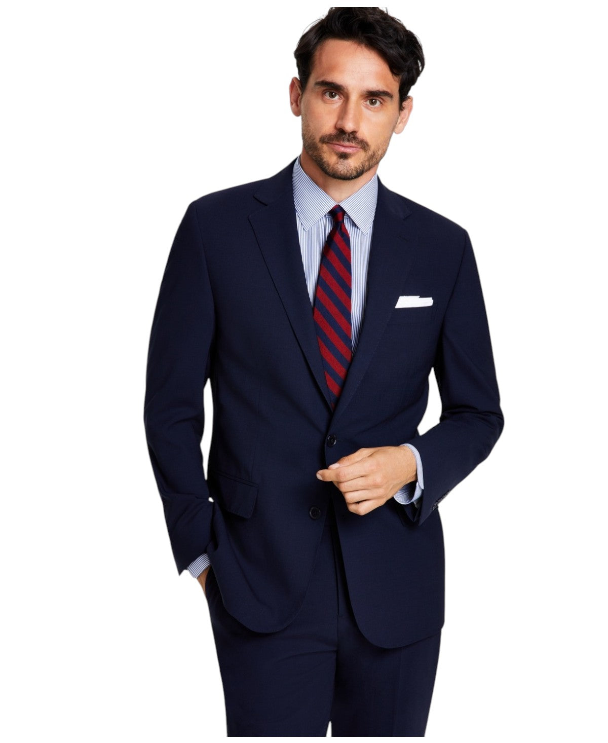 Brooks Brothers Mens Classic fit Suit Jacket Blazer 46 R Navy Blue Solid Stretch