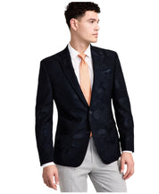 Bar Iii Mens Slim fit Sport Coat Blazer 40 R Navy Blue Floral Stretch