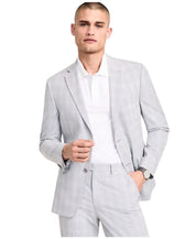 Alfani Mens Slim fit Suit Jacket Blazer 46 L Light Grey Plaid Stretch