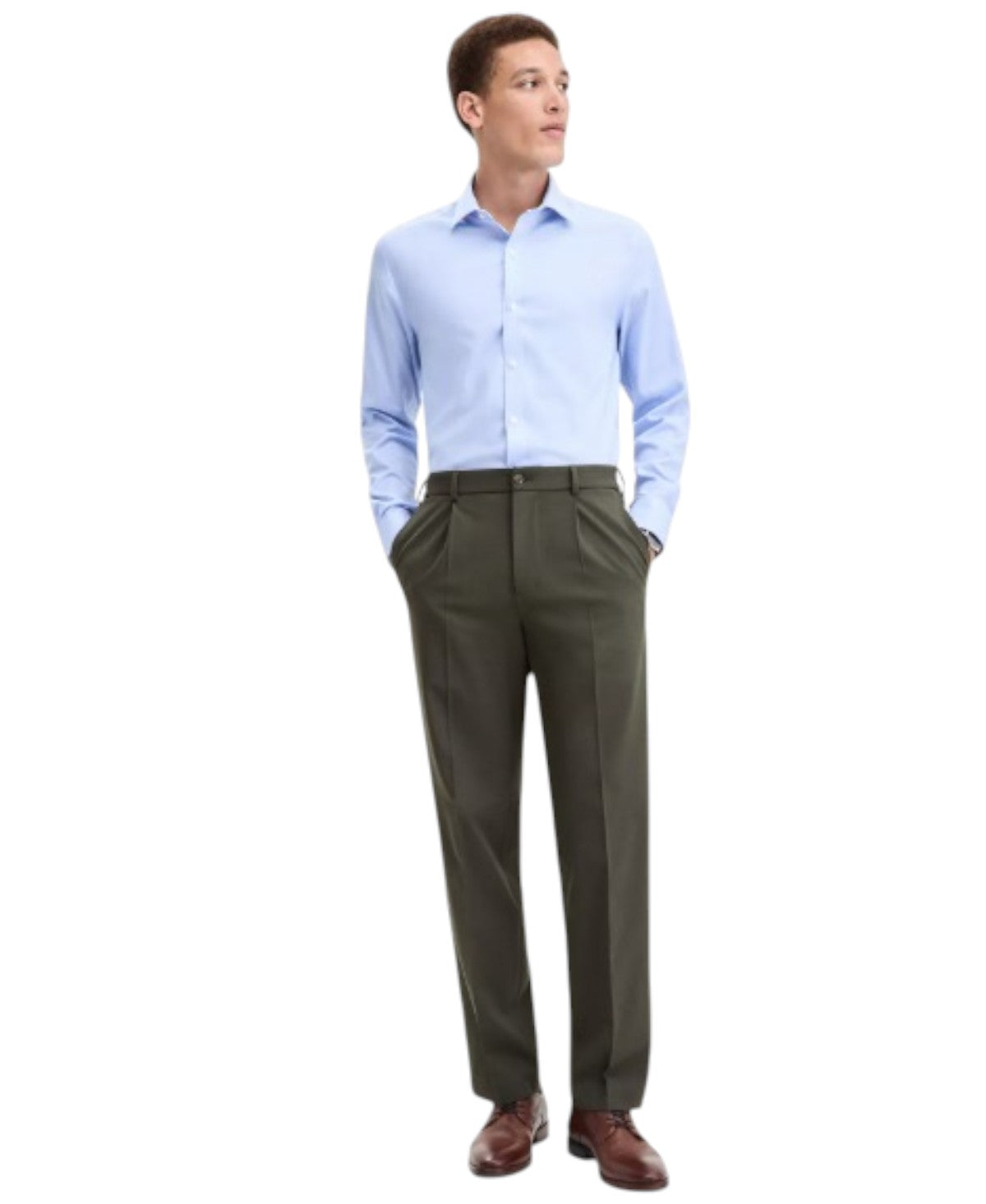 Tommy Hilfiger Mens Relaxed fit Dress Pants 34 / 30 Dark Olive Green Solid