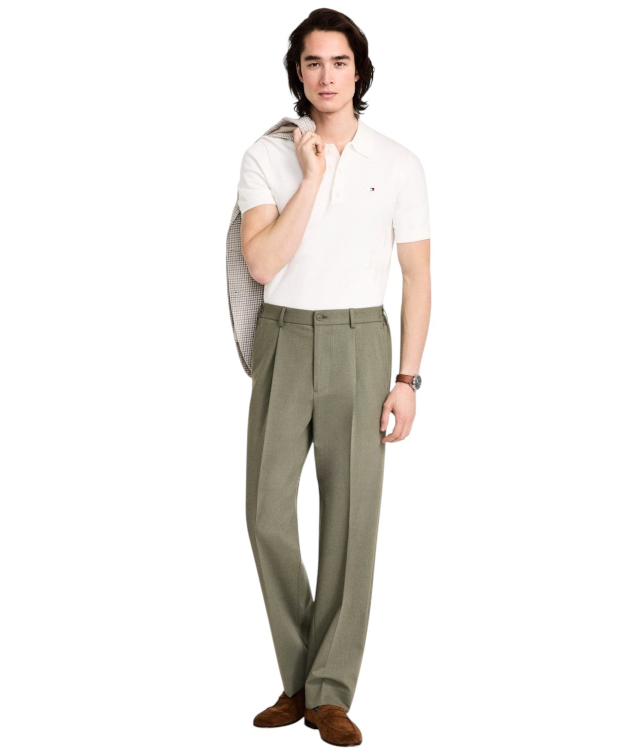 Tommy Hilfiger Mens Modern fit Dress Pants 30 / 32 Green Solid Stretch