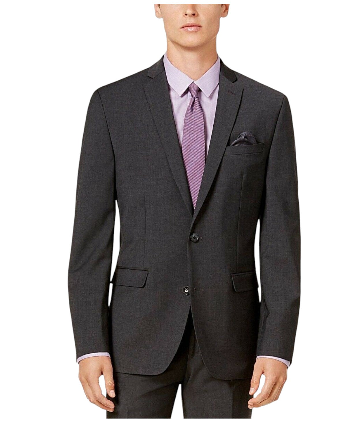 Bar Iii Mens Slim fit Suit Jacket Blazer 42 S Charcoal Grey Solid Stretch