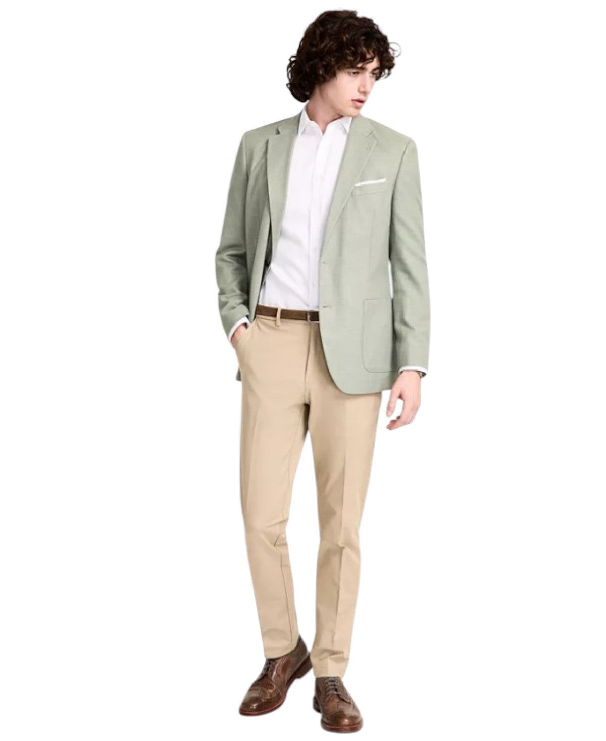 Nautica Mens Modern fit Sport Coat Blazer 44 R Sage Green Solid Stretch