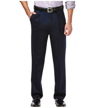 Haggar Mens Classic fit Dress Pants 36 / 32 Navy Blue Solid Stretch