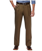 Haggar Mens Classic fit Dress Pants 36 / 32 Beige Solid Stretch