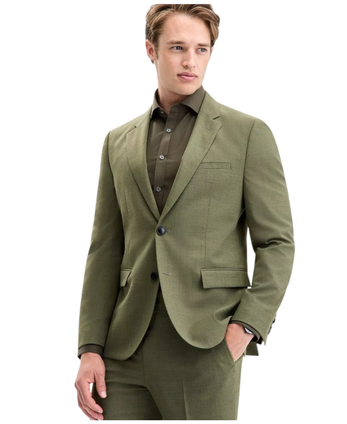 Hugo Boss Mens Modern fit Suit Jacket Blazer 40 S Olive Green Solid