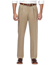 Haggar Mens Classic fit Dress Pants 36 / 32 Beige Solid Stretch