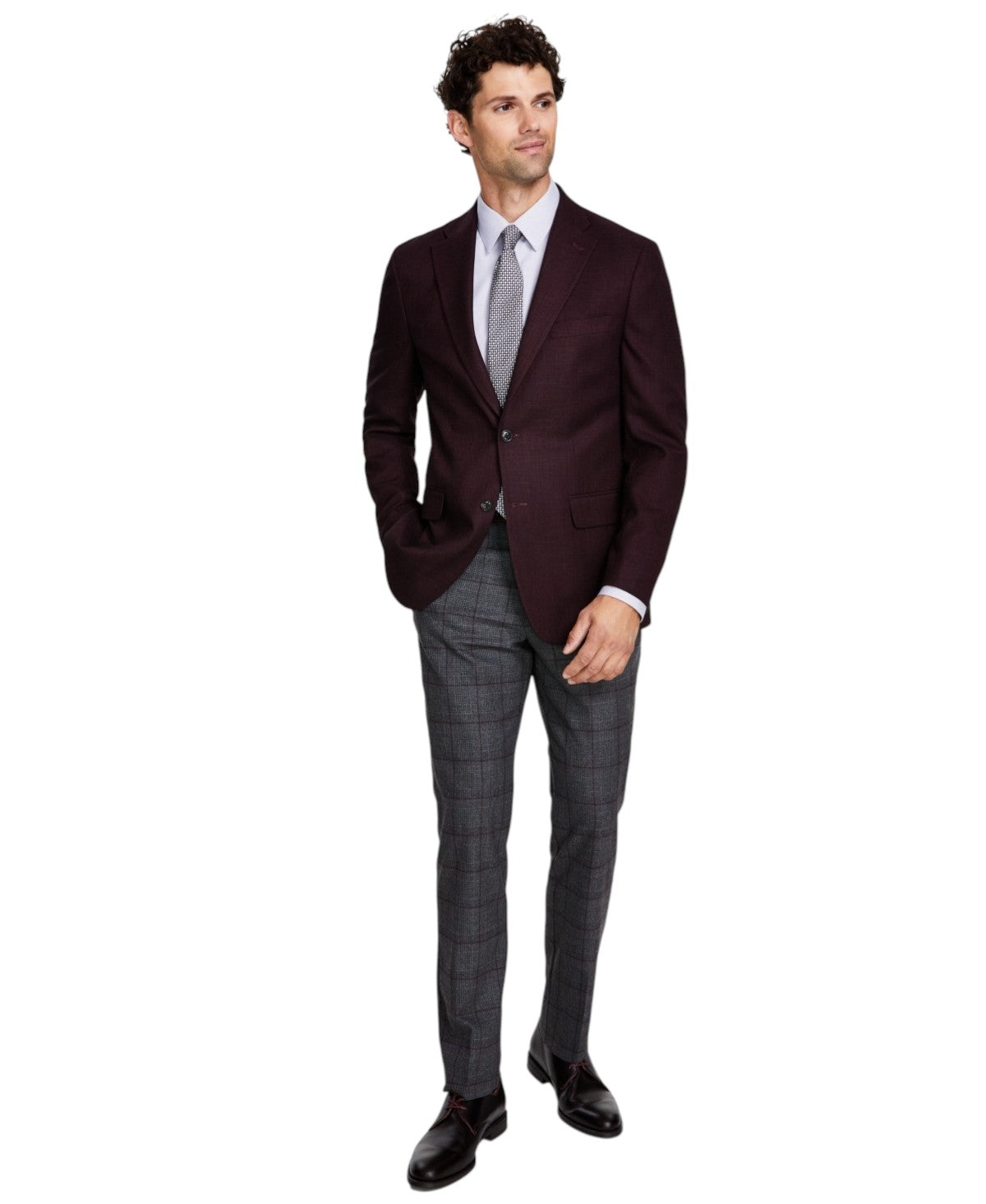 Tommy Hilfiger Mens Modern fit Sport Coat Blazer 36 S Burgundy Red Solid Stretch