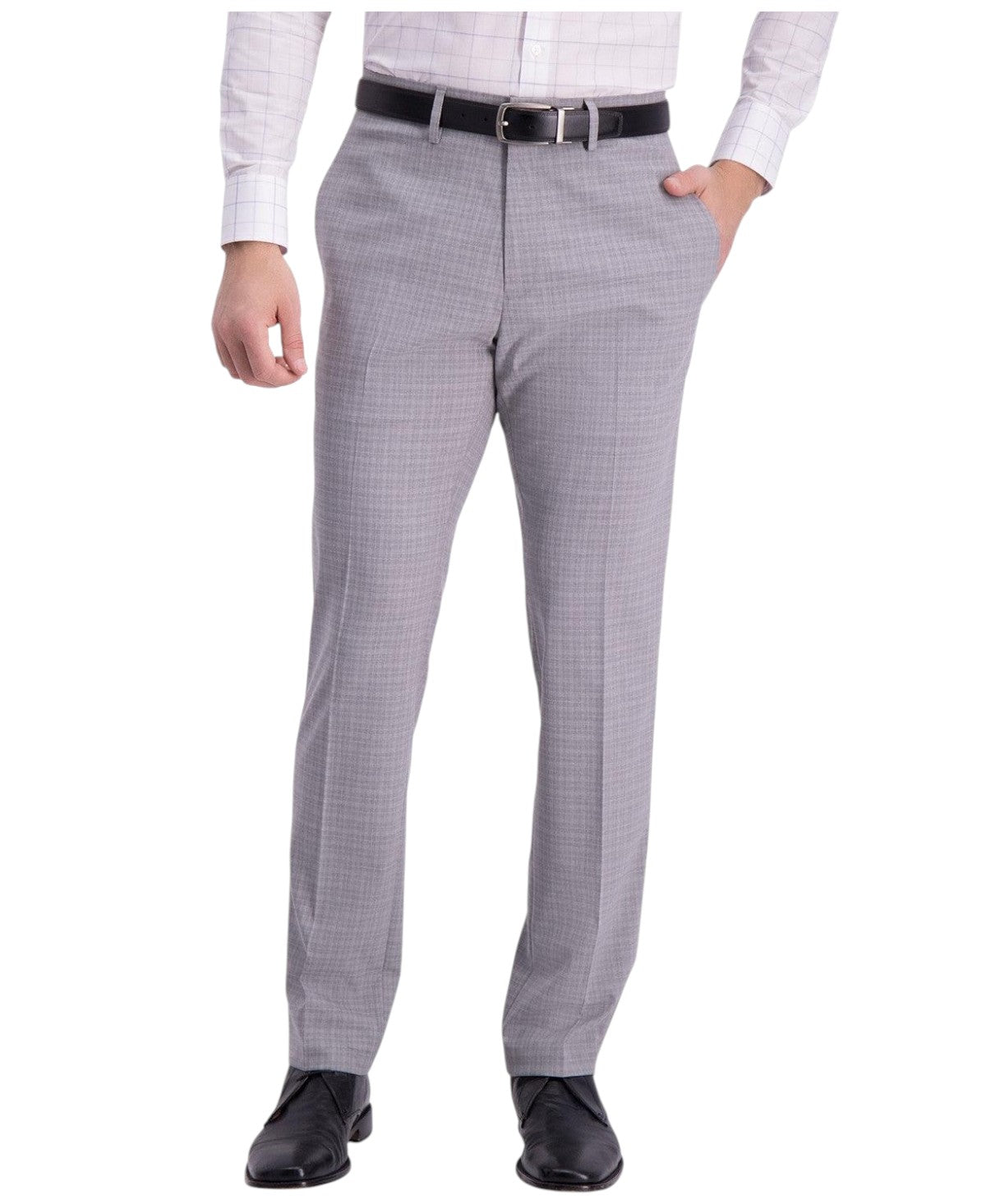 Kenneth Cole Mens Slim fit Dress Pants 33 / 30 Light Grey Check Stretch