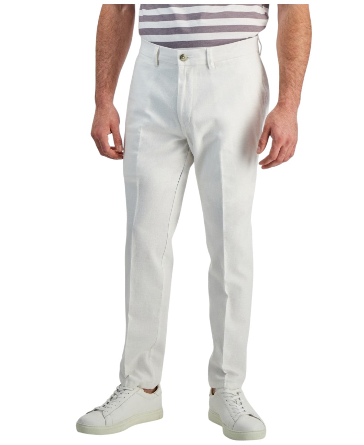 Kenneth Cole Mens Slim fit Dress Pants 34 / 30 White Solid Stretch