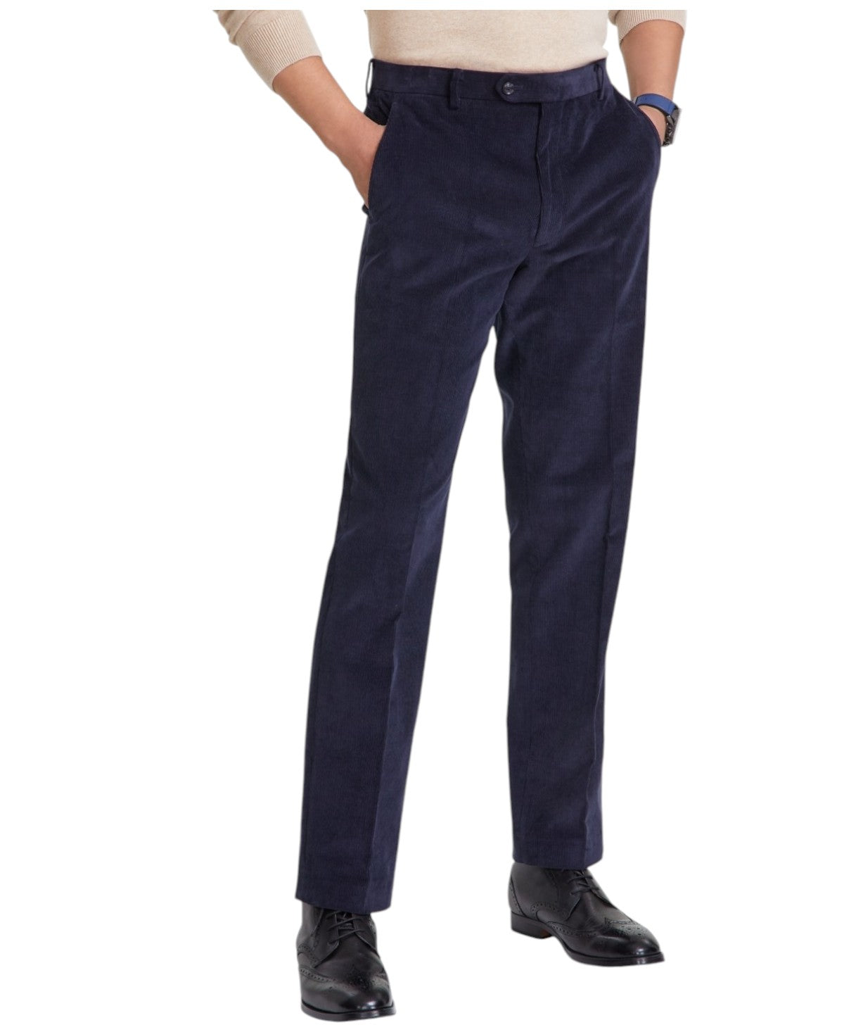 Tommy Hilfiger Mens Modern fit Dress Corduroy Pants 34 / 30 Navy Blue Solid