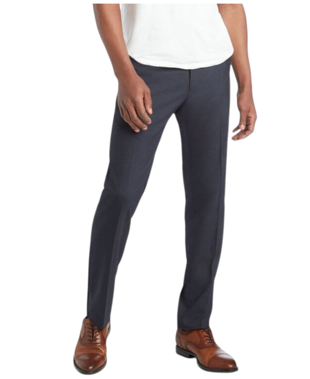 Kenneth Cole Mens Slim fit Dress Pants 36 / 30 Navy Blue Solid Stretch