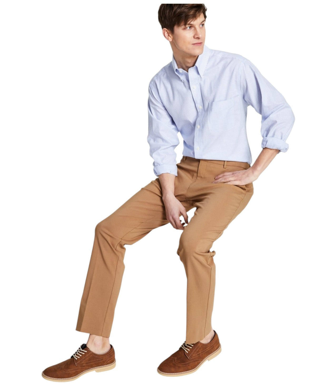 Tommy Hilfiger Mens Modern fit Dress Pants 32 / 30 Beige Solid Stretch