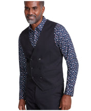 Tayion Collection Mens Classic fit Double Breasted Button-Up Vest Large Black