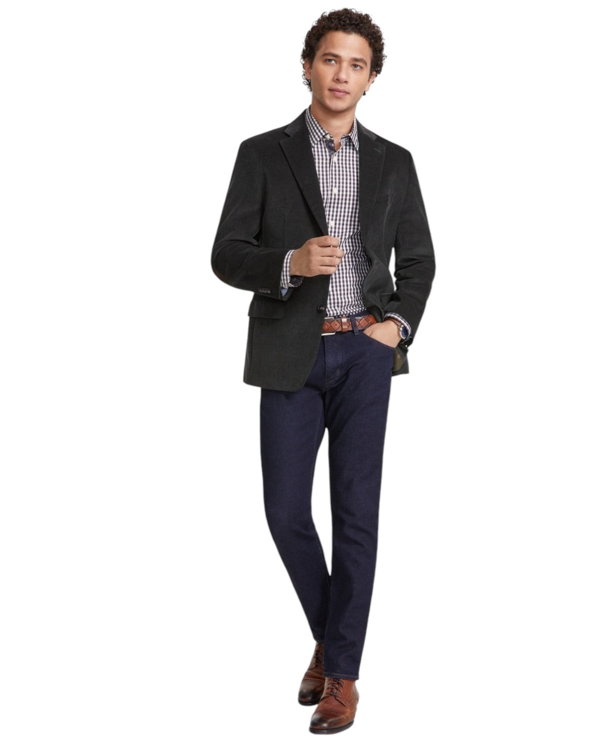 Tommy Hilfiger Mens Modern fit Corduroy Sport Coat Blazer 42 L Green Solid