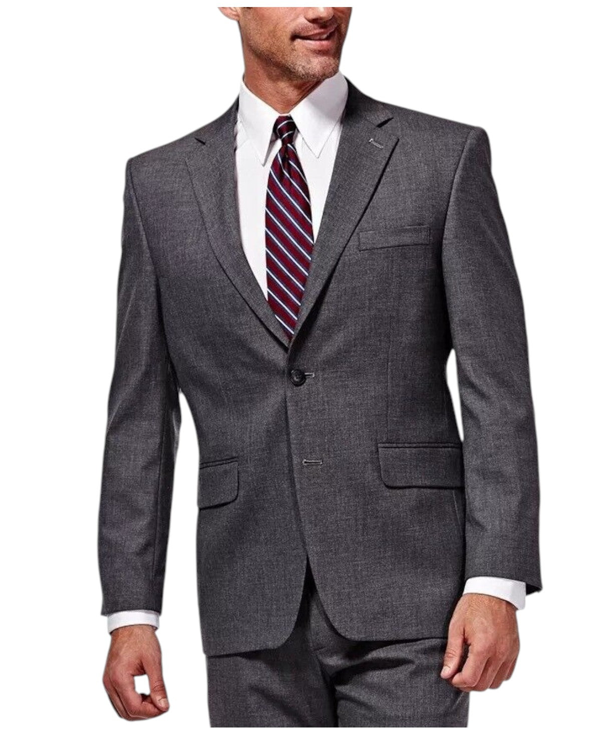 Haggar Mens Classic fit Suit Jacket Blazer 50 L Charcoal Grey Solid Stretch