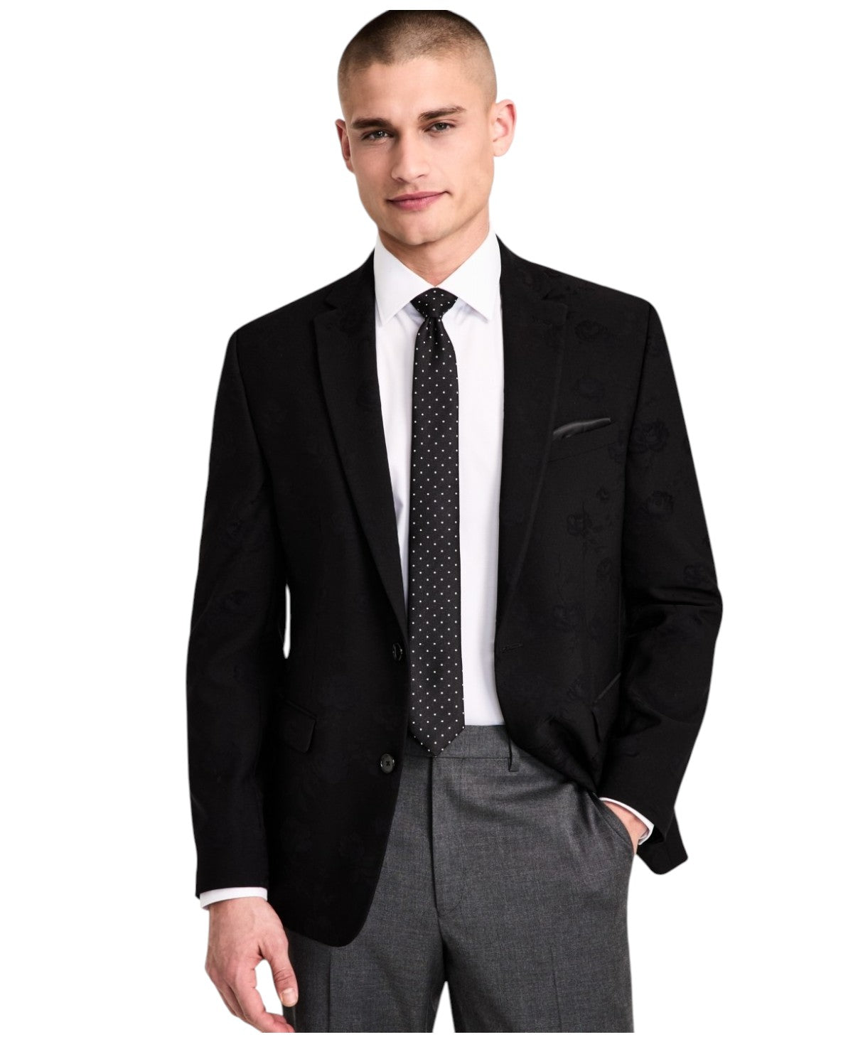 Bar Iii Mens Slim fit Sport Coat Blazer 46 R Black Floral