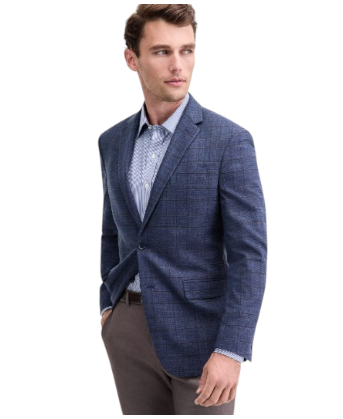 Kenneth Cole Mens Slim fit Sport Coat Blazer 42 R Steel Blue Solid Stretch