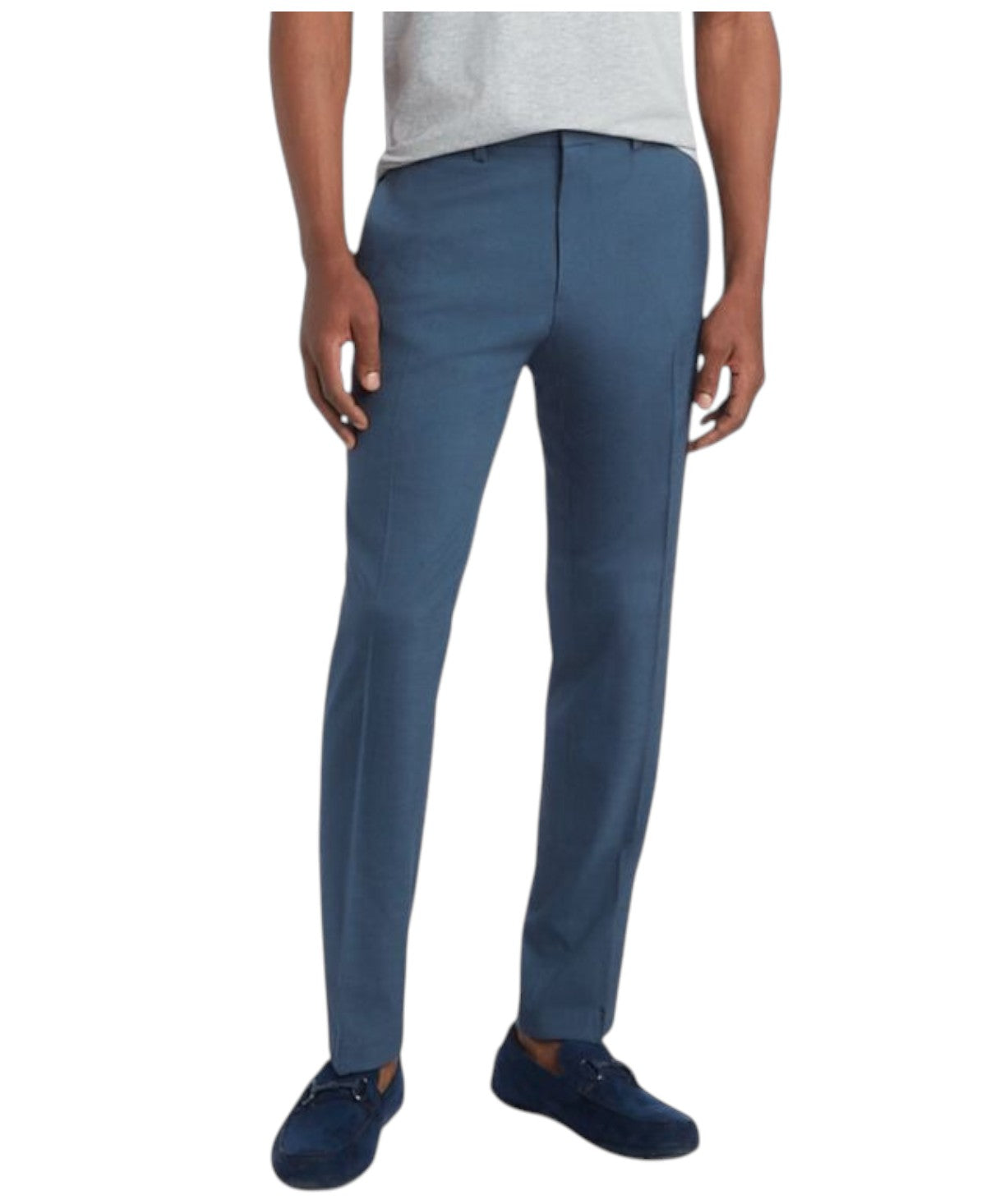 Kenneth Cole Mens Slim fit Dress Pants 30 / 30 Steel Blue Solid Stretch