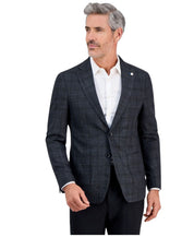 Tom Baine Mens Slim fit Sport Coat Blazer 40 R Charcoal Grey Plaid Stretch