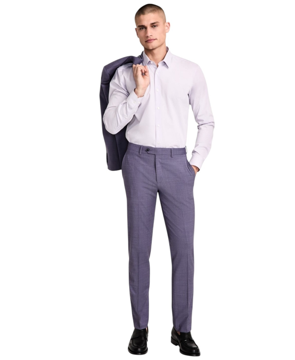 Bar Iii Mens Slim fit Dress Pants 30 / 30 Eggplant Purple Solid Stretch