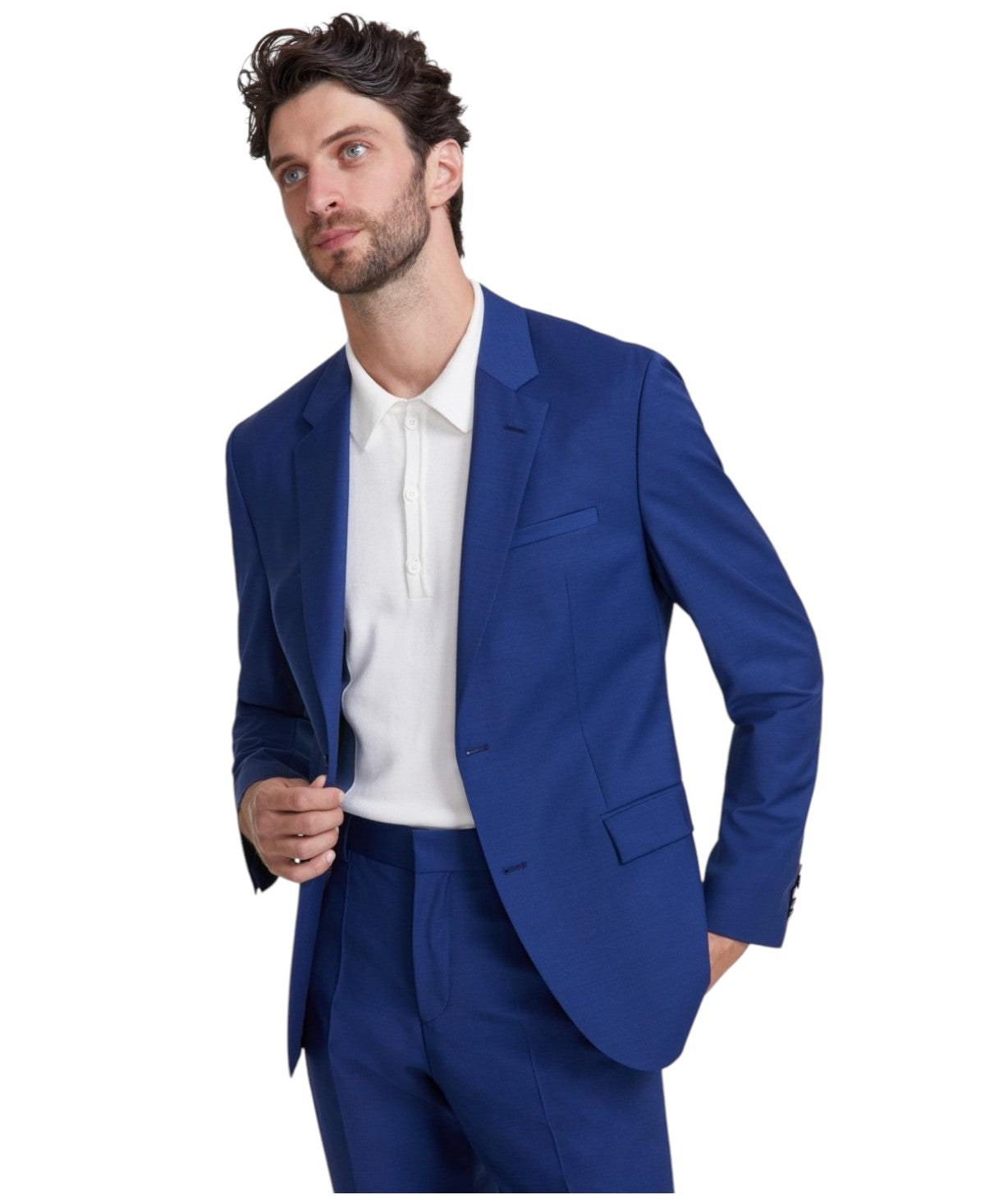 Hugo Boss Mens Modern fit Suit Jacket Blazer 36 R Navy Blue Solid Stretch Wool