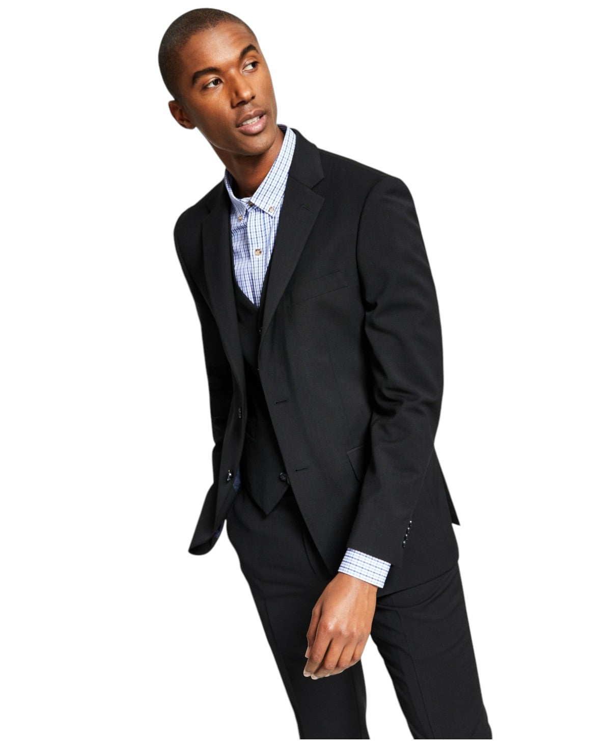 Tommy Hilfiger Mens Modern fit Suit Jacket Blazer 40 S Black Solid Stretch