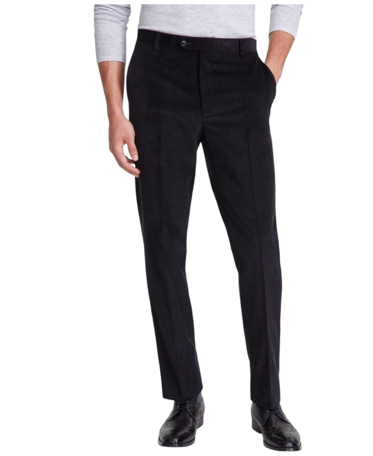 Tommy Hilfiger Mens Modern fit Dress Corduroy Pants 36 / 32 Black Solid Stretch
