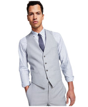 Bar Iii Mens Slim fit Button-Up Suit Vest Medium Light Grey Solid Stretch