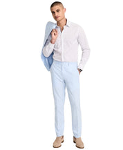 Bar Iii Mens Slim fit Dress Pants 32 / 32 Light Blue Solid Stretch Linen