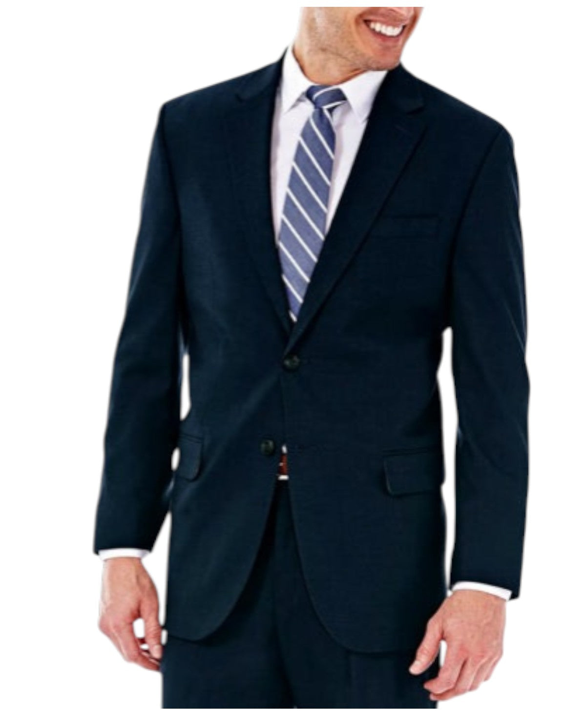 Haggar Mens Classic fit Sport Coat Blazer 40 S Navy Blue Solid Stretch