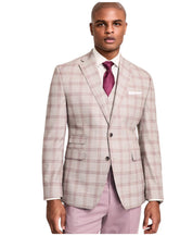 Tayion Mens Regular fit Suit Jacket Blazer 52 R Beige Plaid