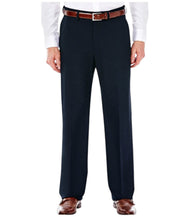 Haggar Mens Classic fit Dress Pants 34 / 30 Navy Blue Solid Stretch
