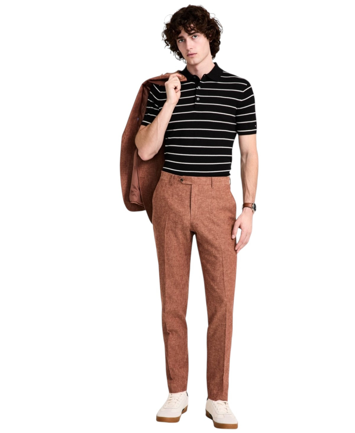 Tommy Hilfiger Mens Modern fit Dress Pants 30 / 32 Brown Solid Stretch Linen