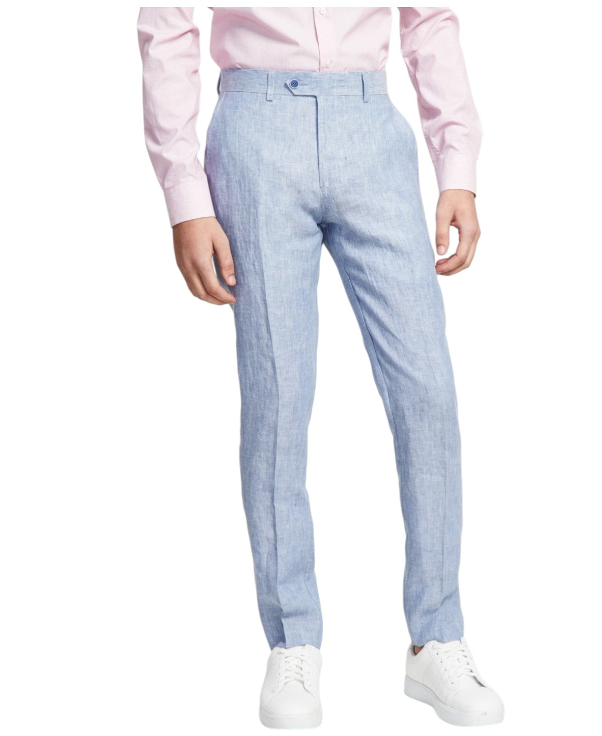 Bar Iii Mens Slim fit Dress Pants 30 / 32 Light Blue Solid Stretch Linen