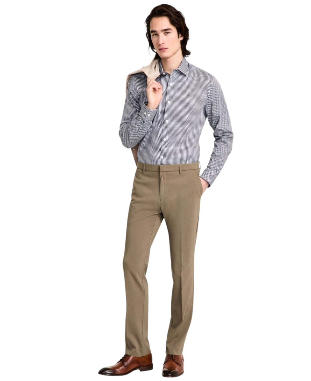Tommy Hilfiger Mens Modern fit Dress Pants 36 / 32 Green Solid Stretch