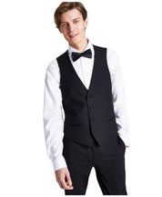 Bar Iii Mens Slim fit Button-Up Tuxedo Vest XL Black Solid