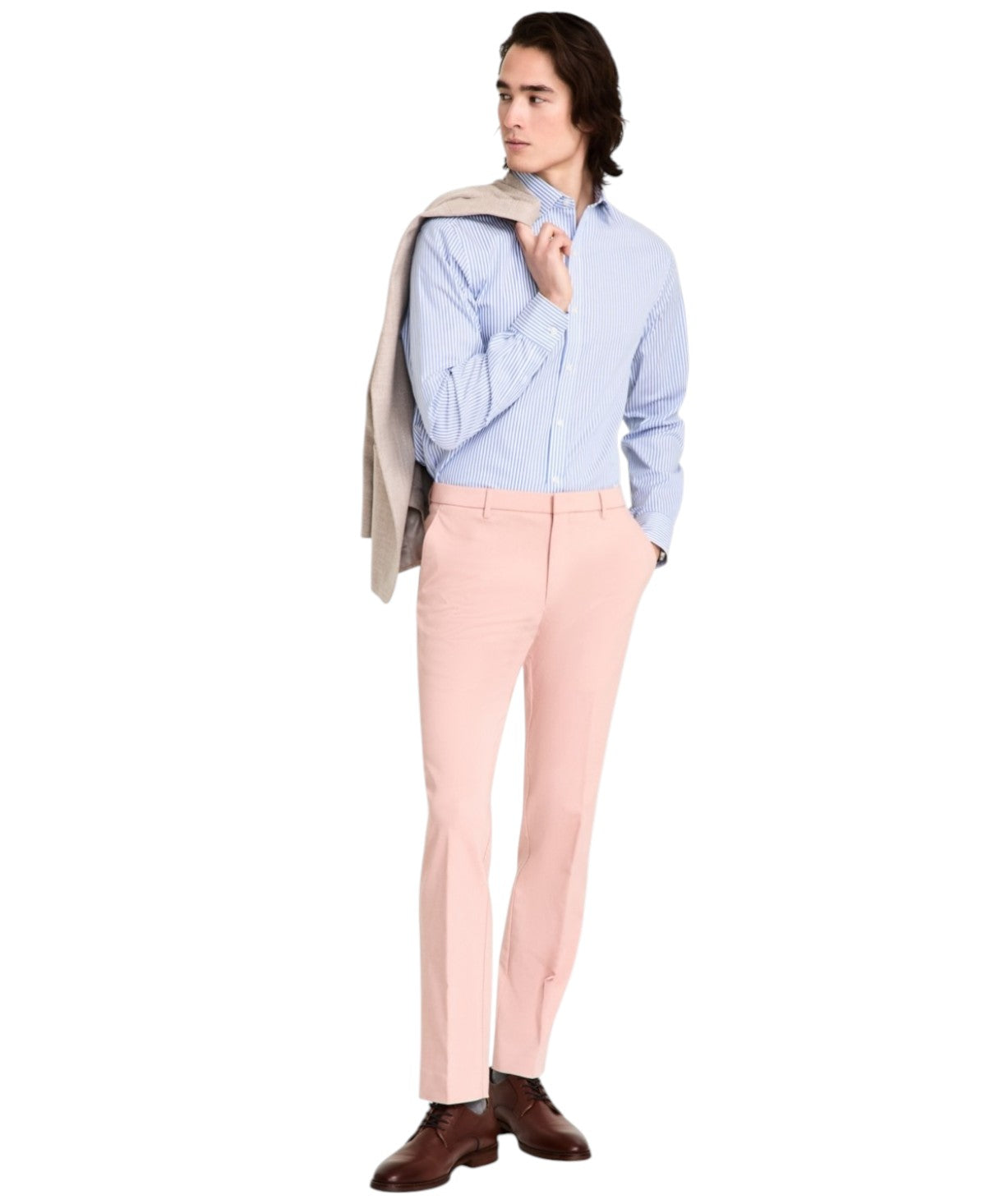 Tommy Hilfiger Mens Modern fit Dress Pants 32 / 34 Pink Solid Stretch