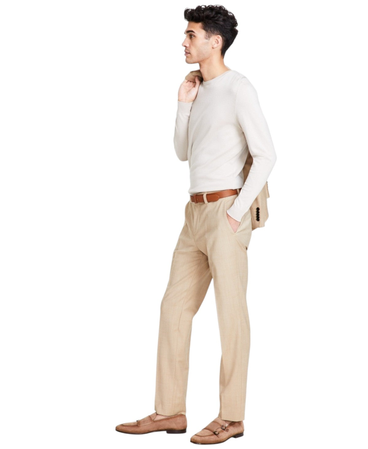 Hugo Boss Mens Modern fit Dress Pants 34 / 32 Beige Solid Stretch